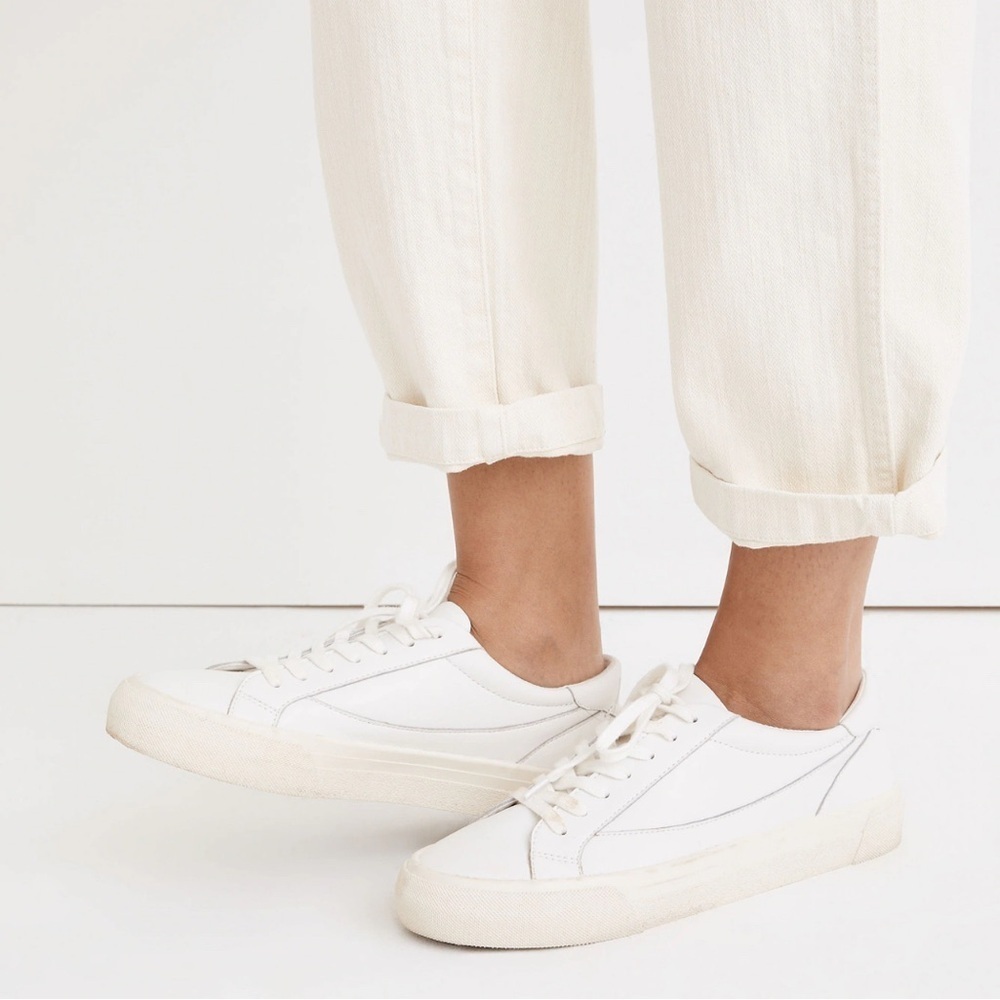 Madewell Sidewalk Low-Top Sneakers All White Shoes Women’s Sz 8 ND989 Minimalist